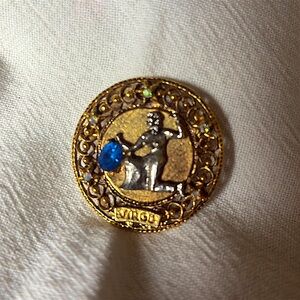 Vintage ART Arthur Pepper Virgo Zodiac Horoscope Pin Brooch 1970